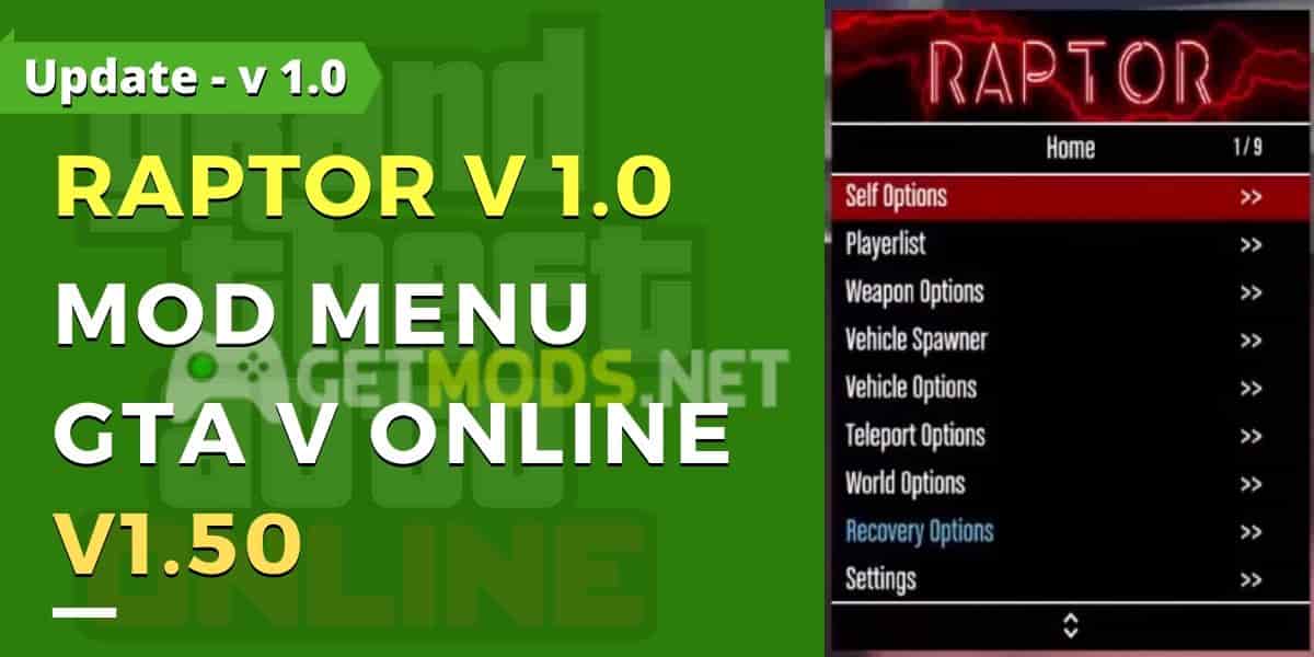 Download raptor 1.0 mod menu gta v online