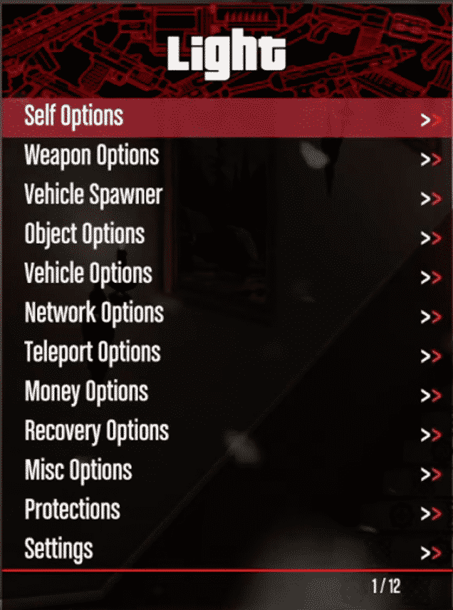 Light mod menu